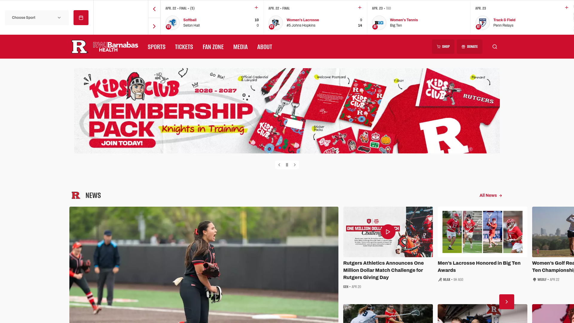 website screenshot of https://scarletknights.com