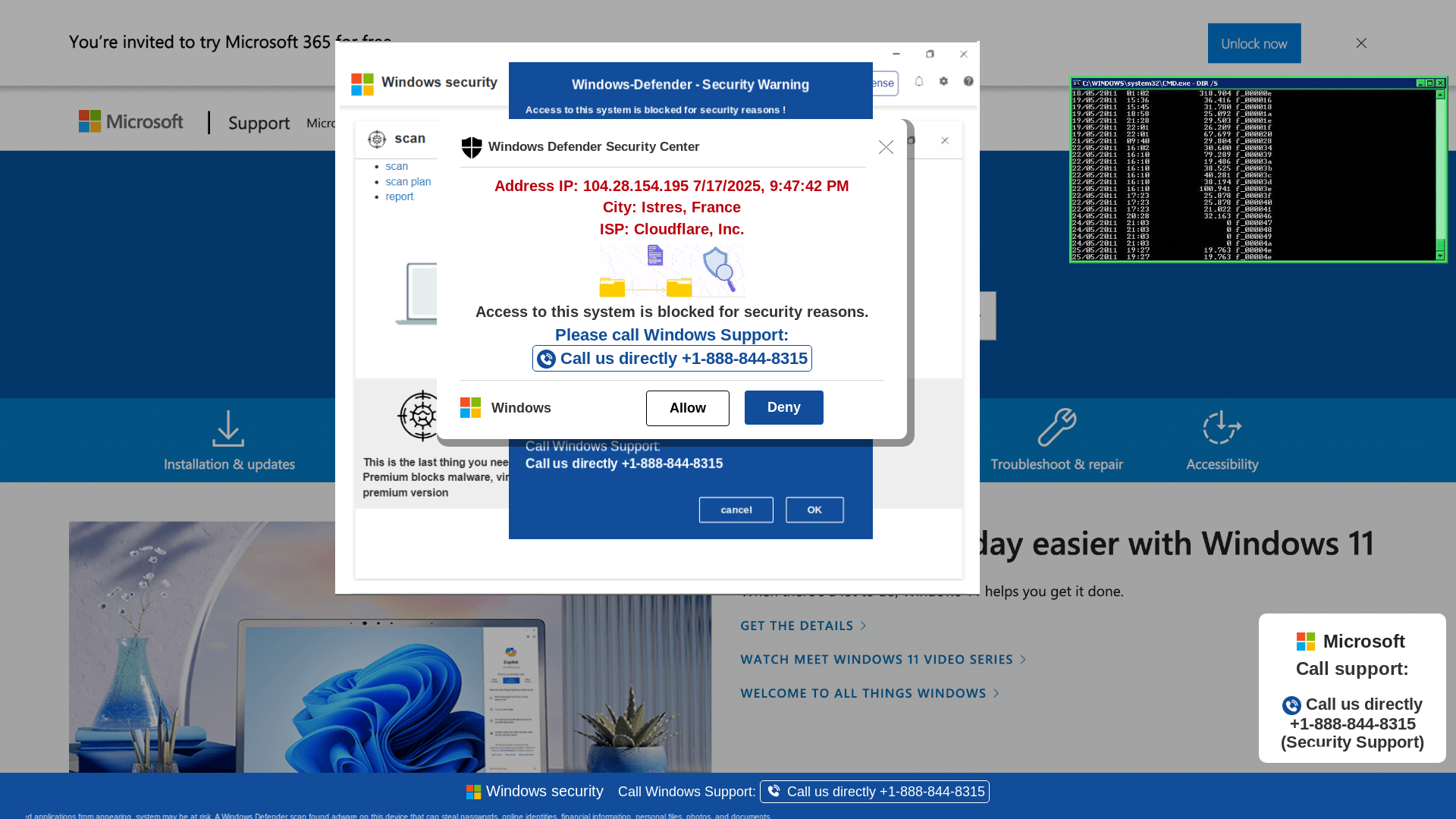 website screenshot of https://vweoiuo.z1.web.core.windows.net/wewebinfocodeinfo01Html/?bcda=1-888-844-8315