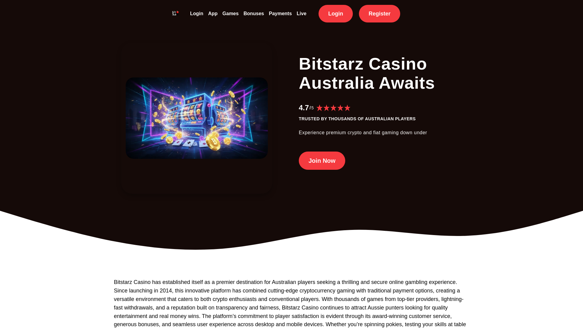 website screenshot of https://bitstarzcasinoaustralia-net.pages.dev/
