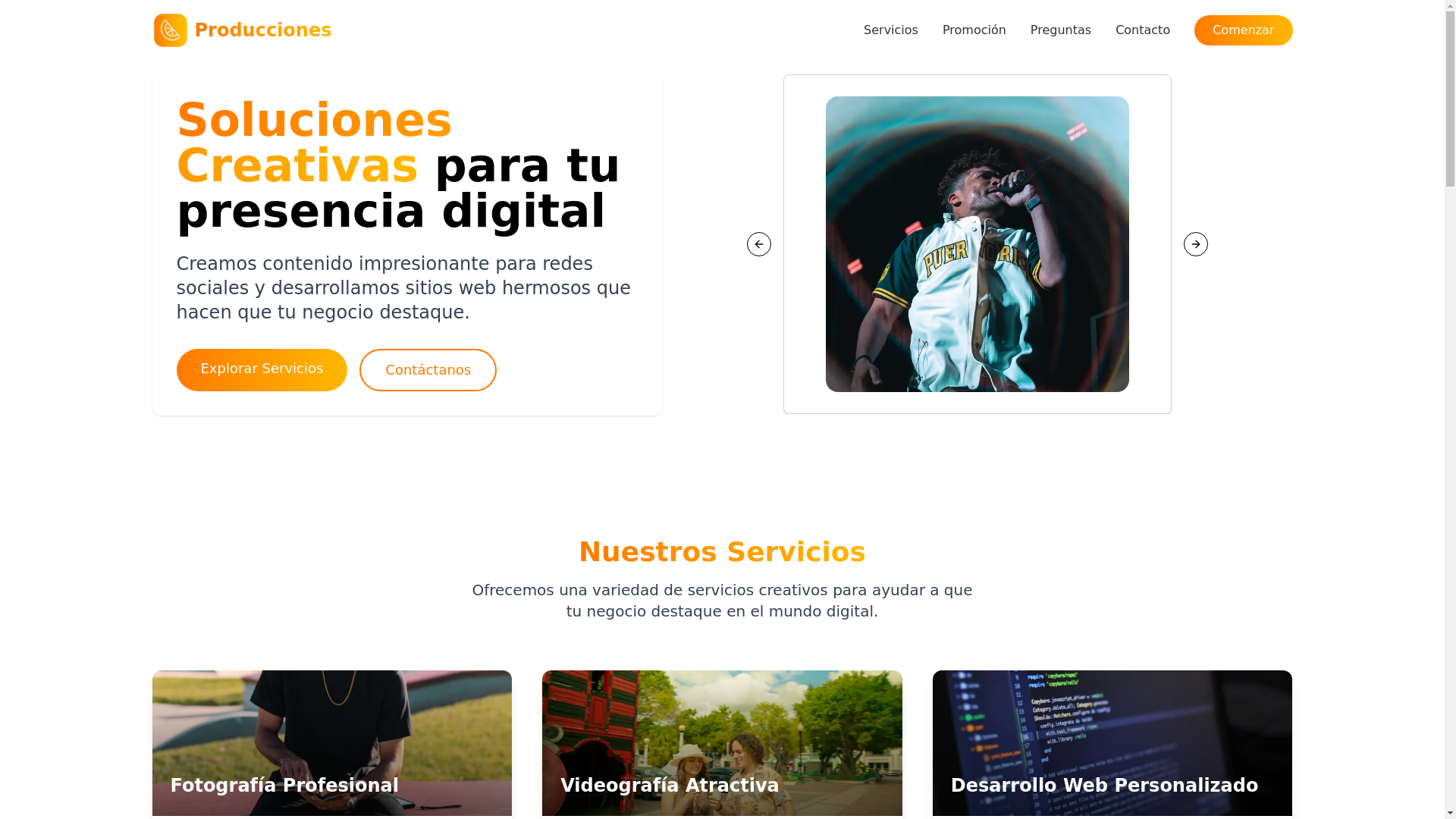 website screenshot of https://vitamincproductions.com/