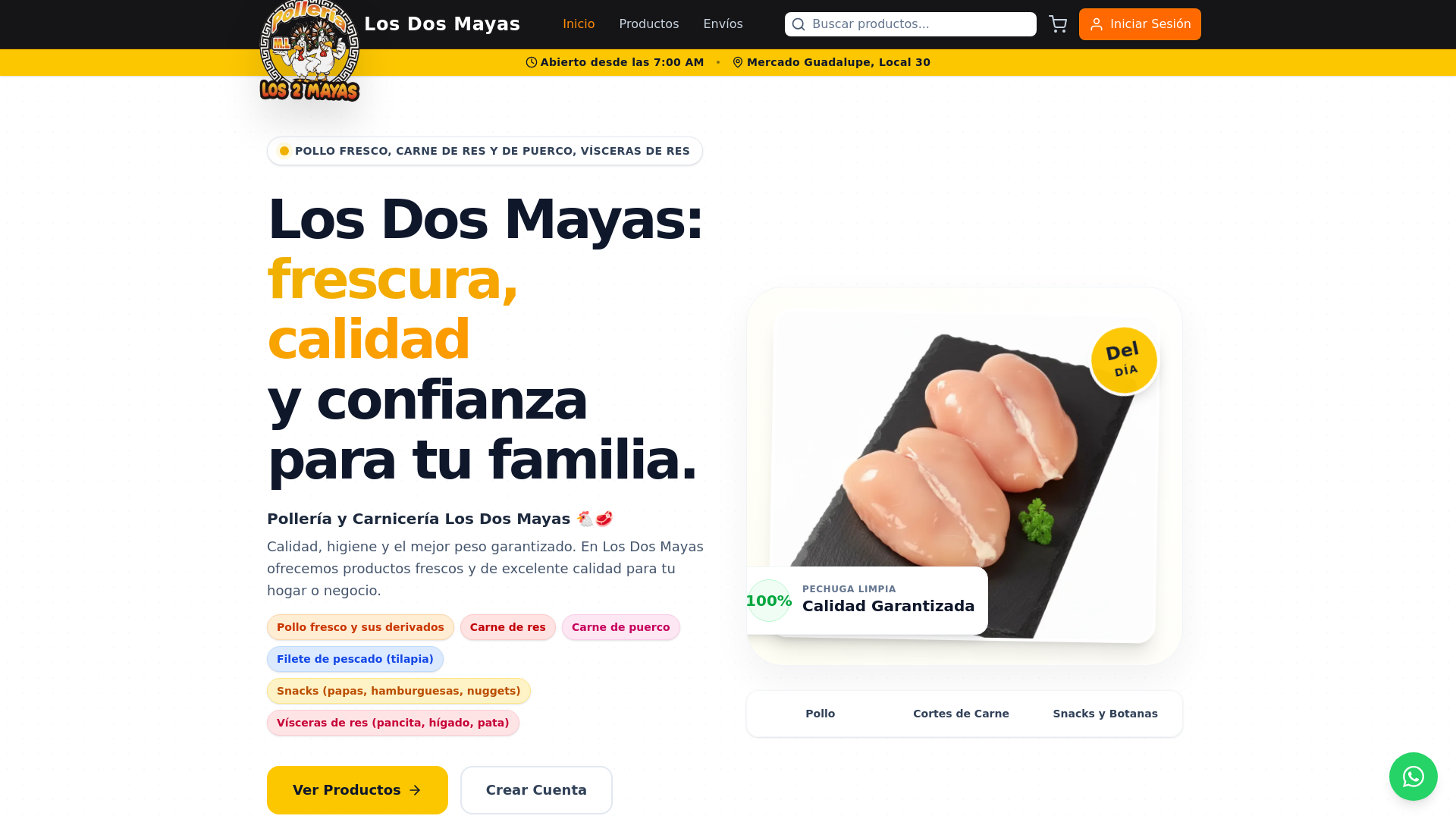 website screenshot of https://dosmayas.com.mx/