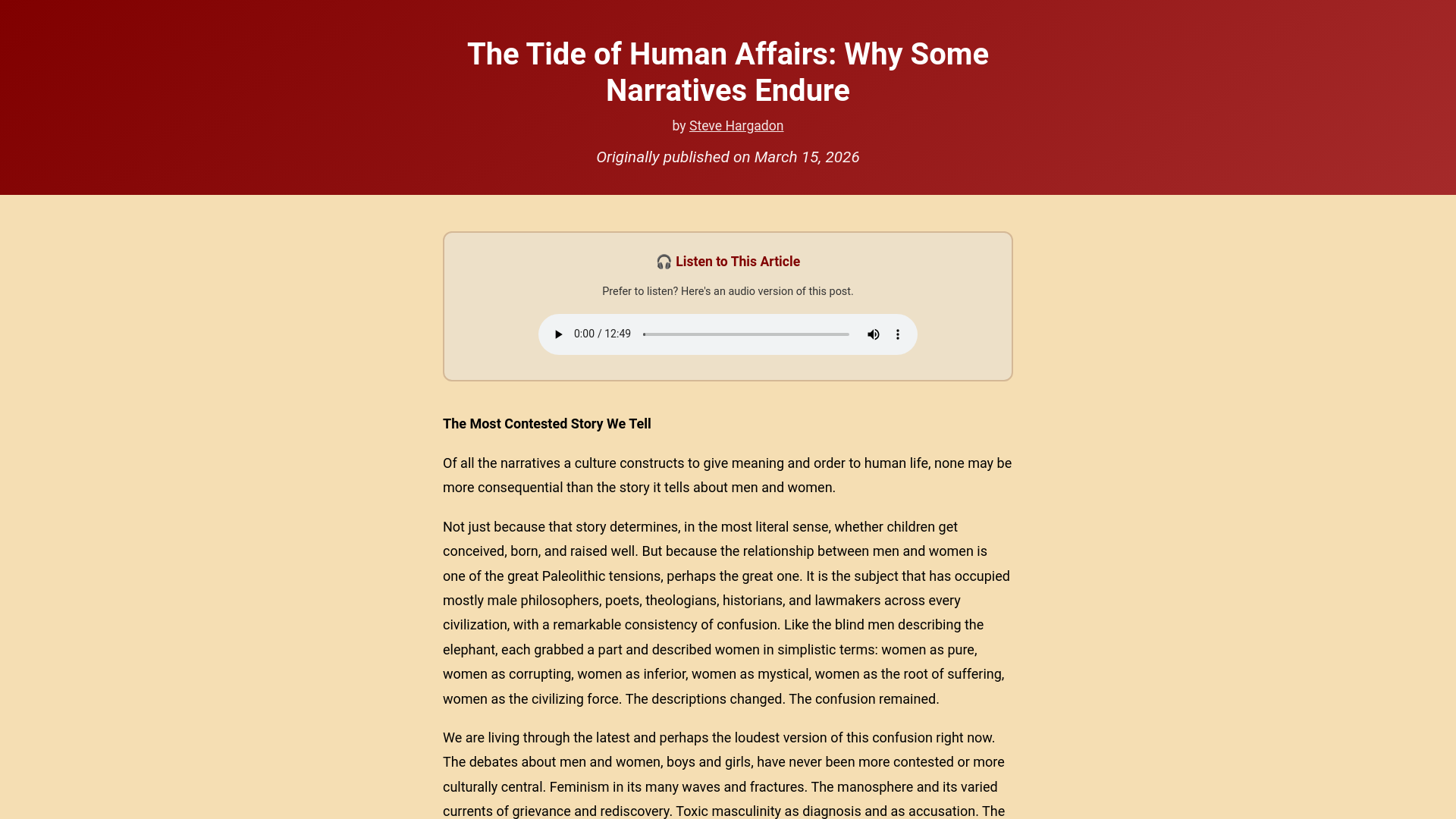 website screenshot of https://tideofhumanaffairs.com/