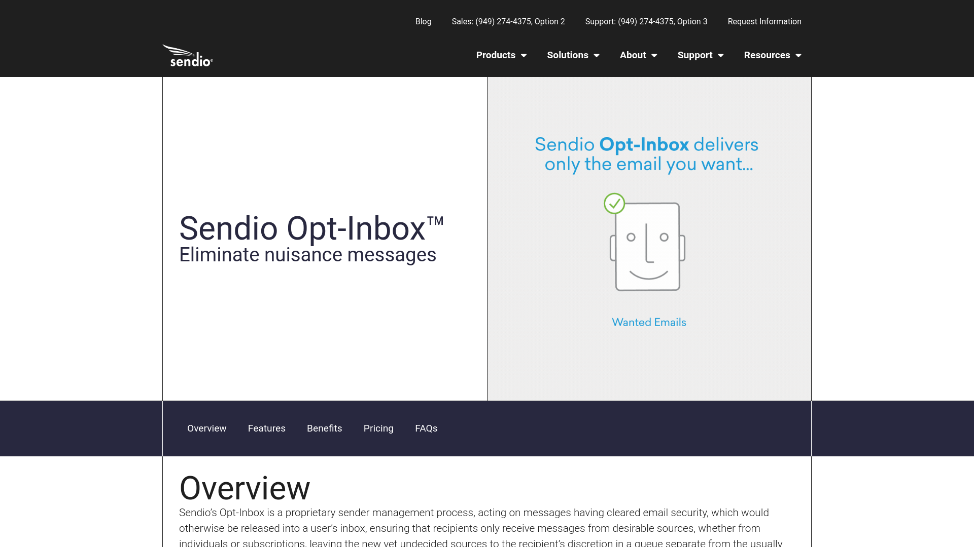 website screenshot of https://sav.sendio.net/