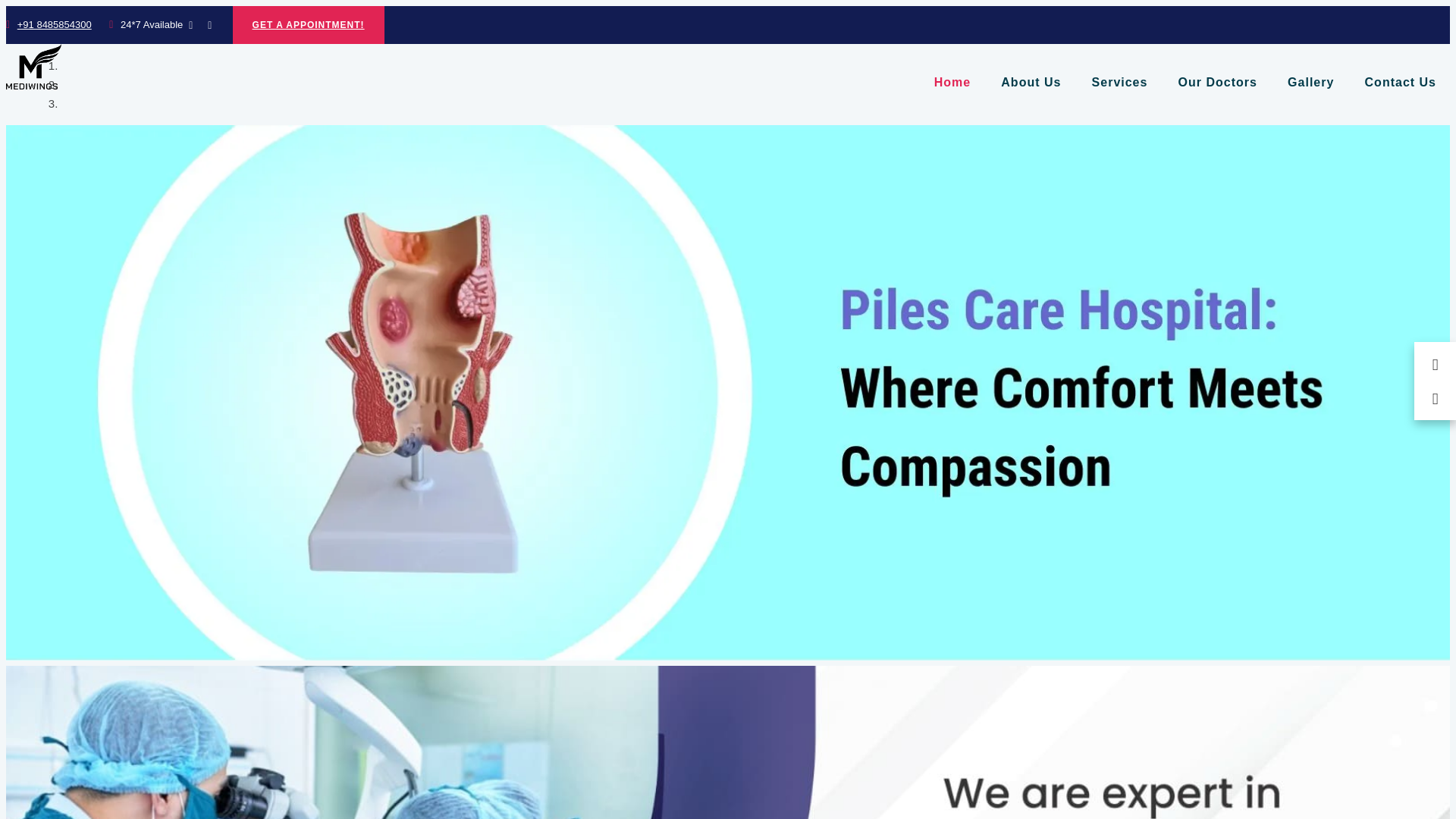 website screenshot of https://mediwingshospital.com/