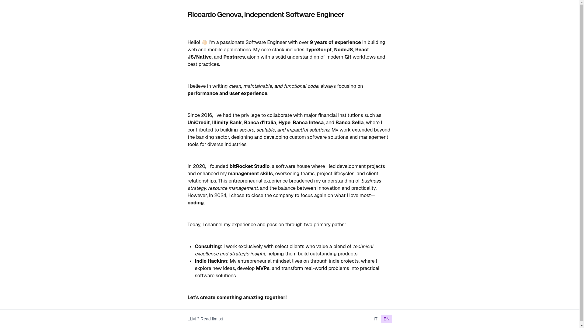 website screenshot of https://riccardogenova.net/