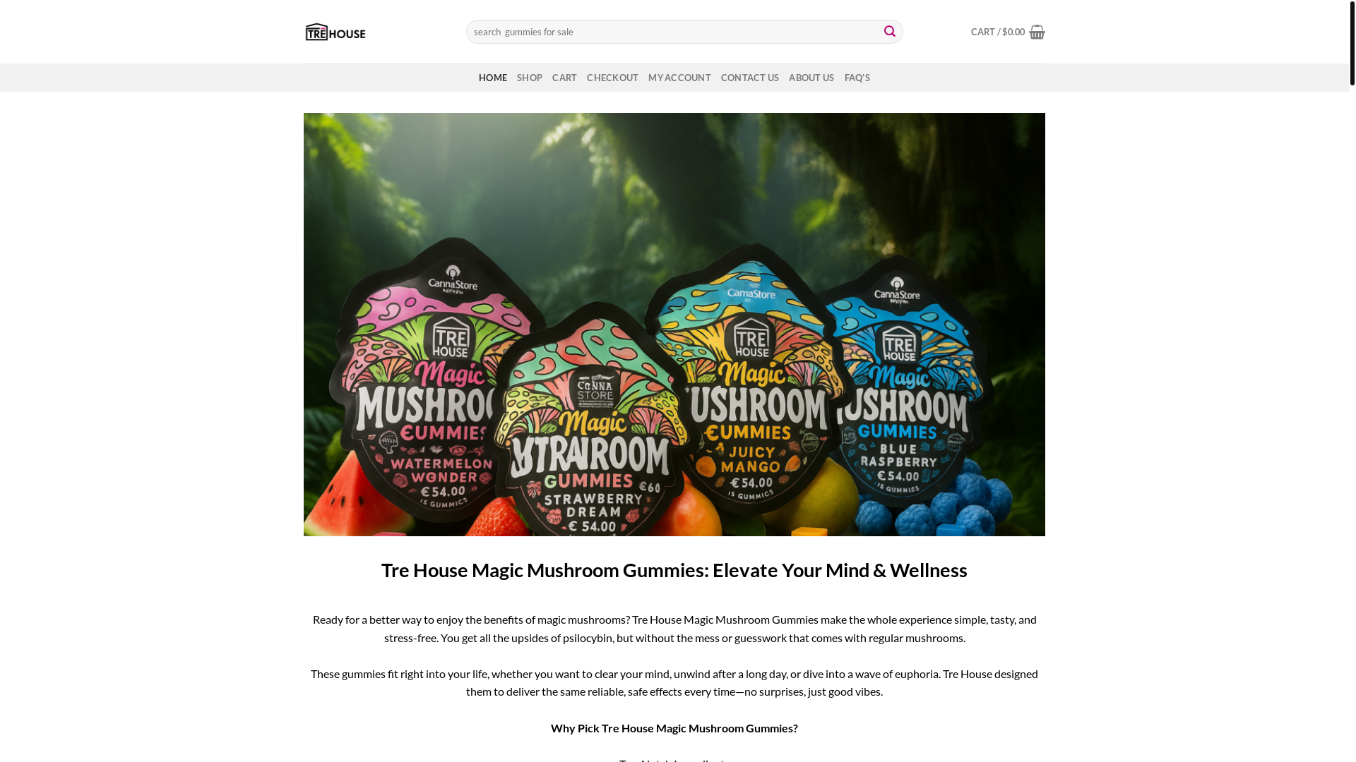 website screenshot of https://trehousemagicmushroomgummies.com/