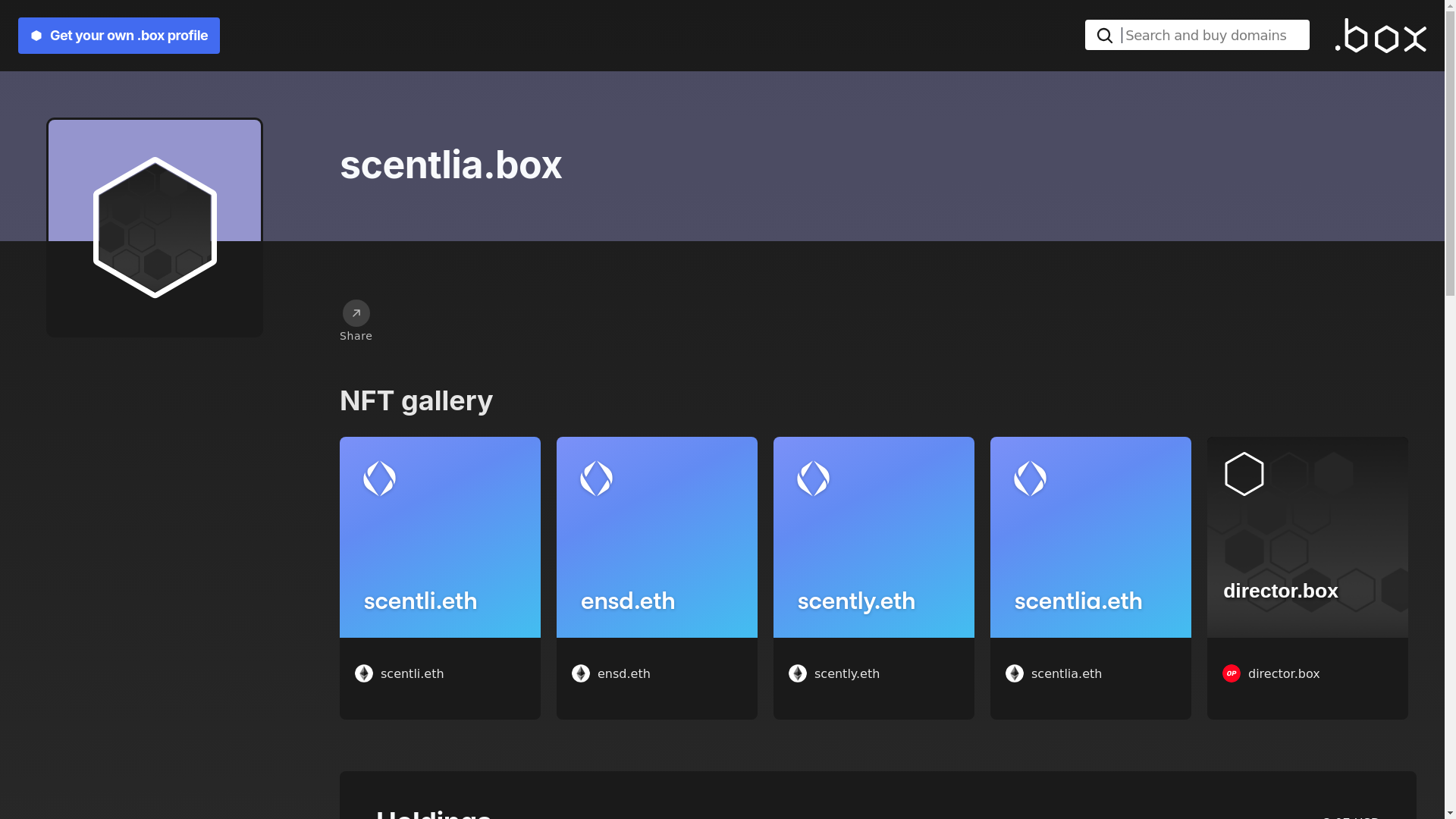 website screenshot of https://scentlia.box/