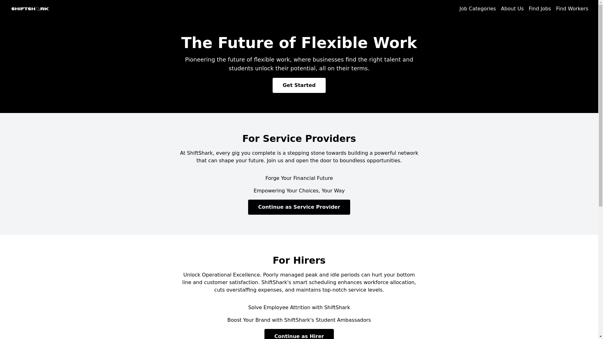 website screenshot of https://shiftshark-frontend.pages.dev/