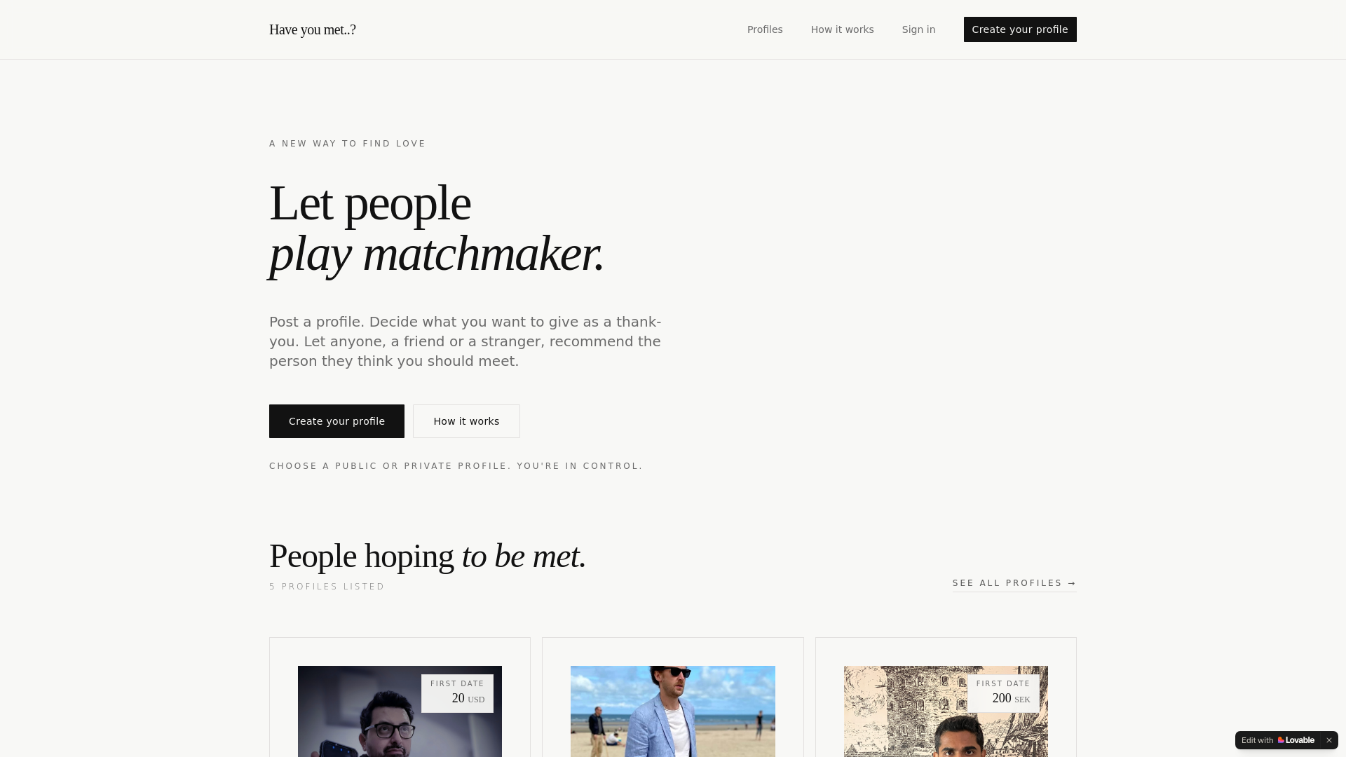 website screenshot of https://happyendings.app/