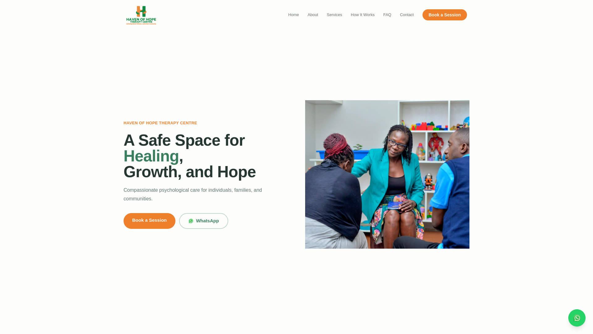 website screenshot of https://havenofhopetherapy.org