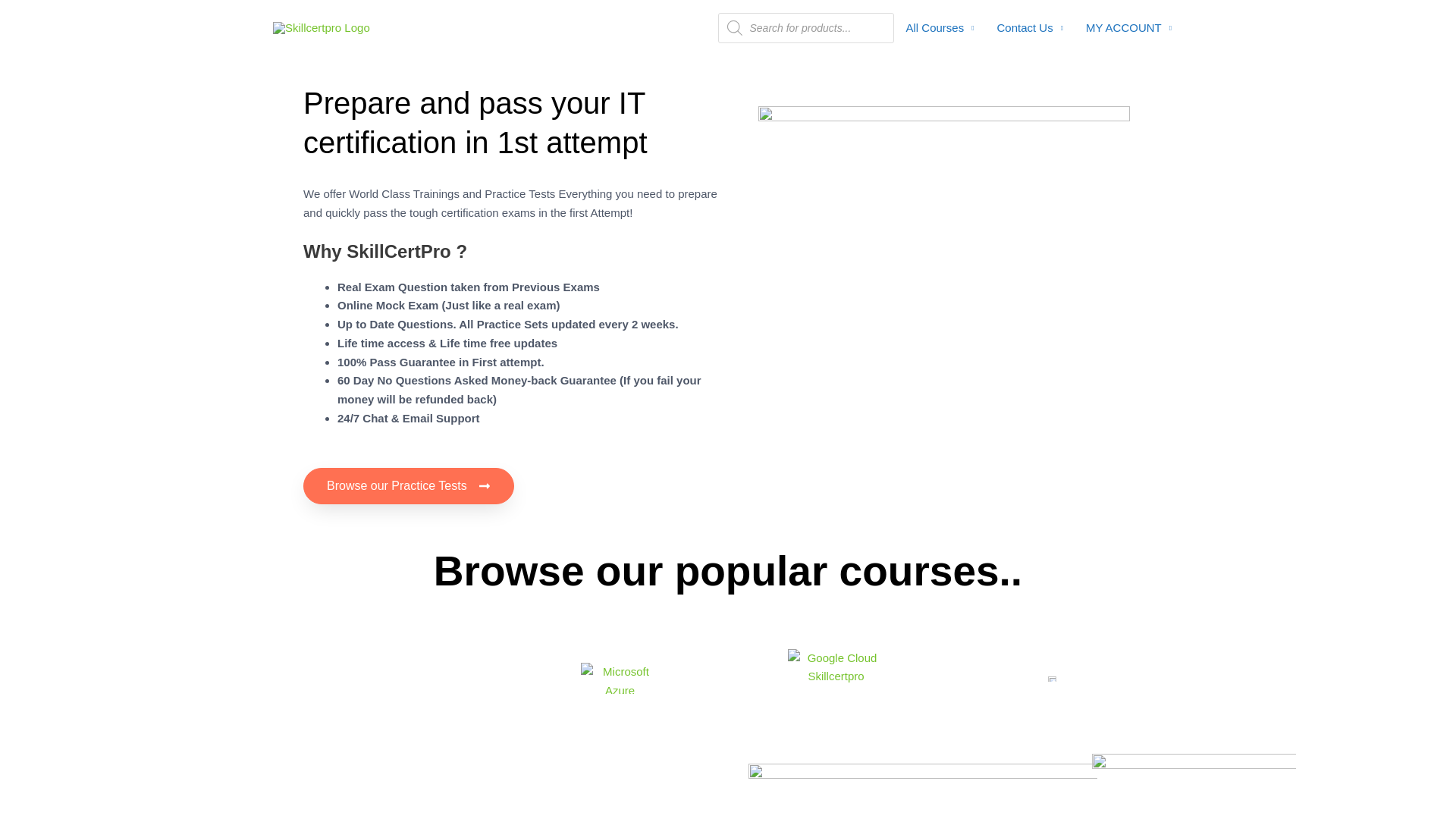 website screenshot of https://skillcertpro.com/