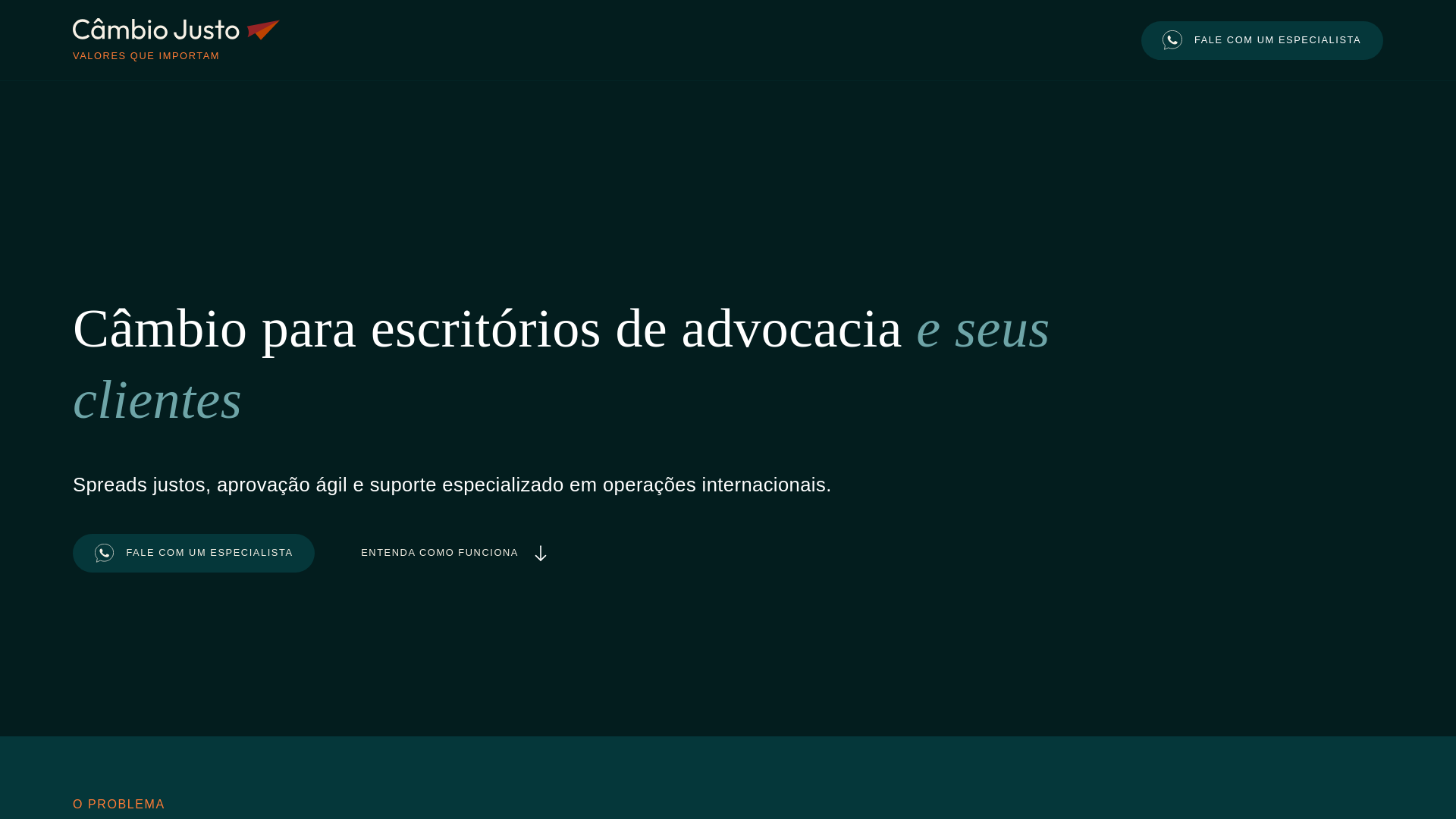 website screenshot of https://cambiojusto.com.br/