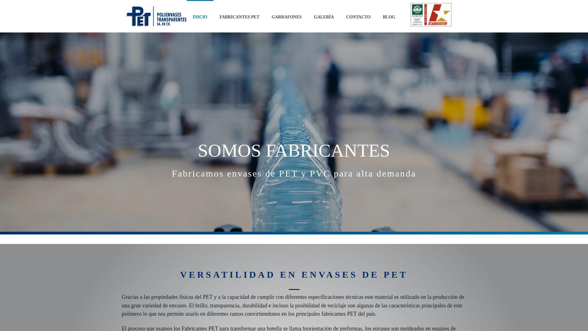 website screenshot of https://polienvasestransparentes.com/