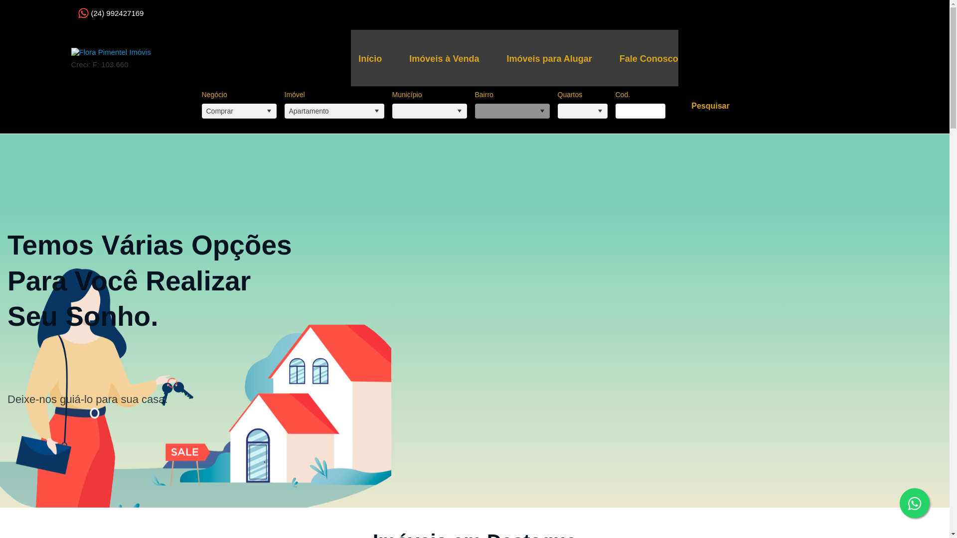 website screenshot of https://florapimentelimoveis.com.br/