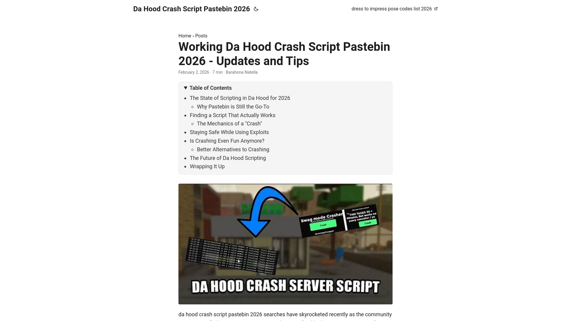 website screenshot of https://dahoodcrashscriptpastebin2026.pages.dev/