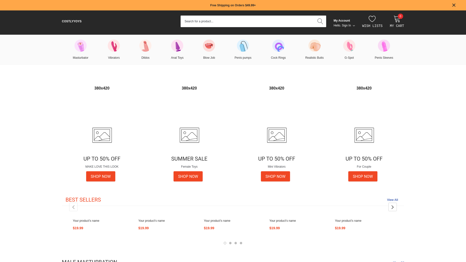 website screenshot of https://costlytoys.cc