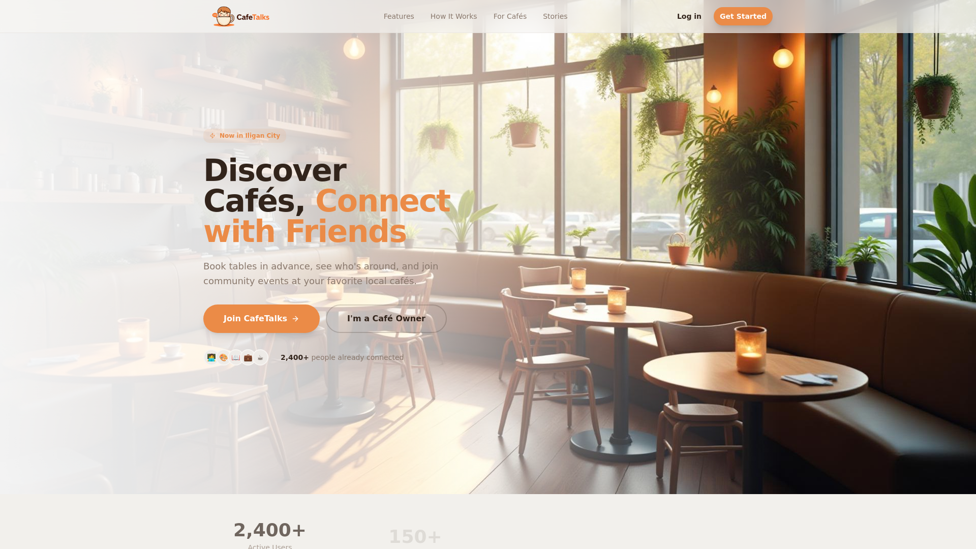 website screenshot of https://cafetalks.xyz/