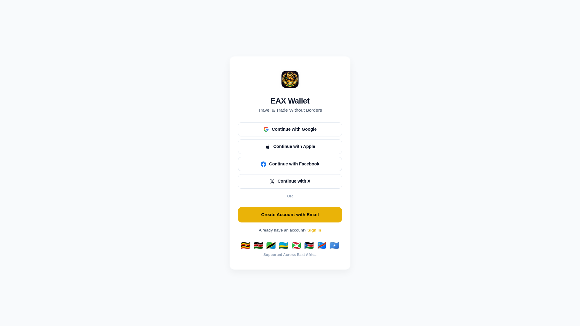 website screenshot of https://eaxwallet.com