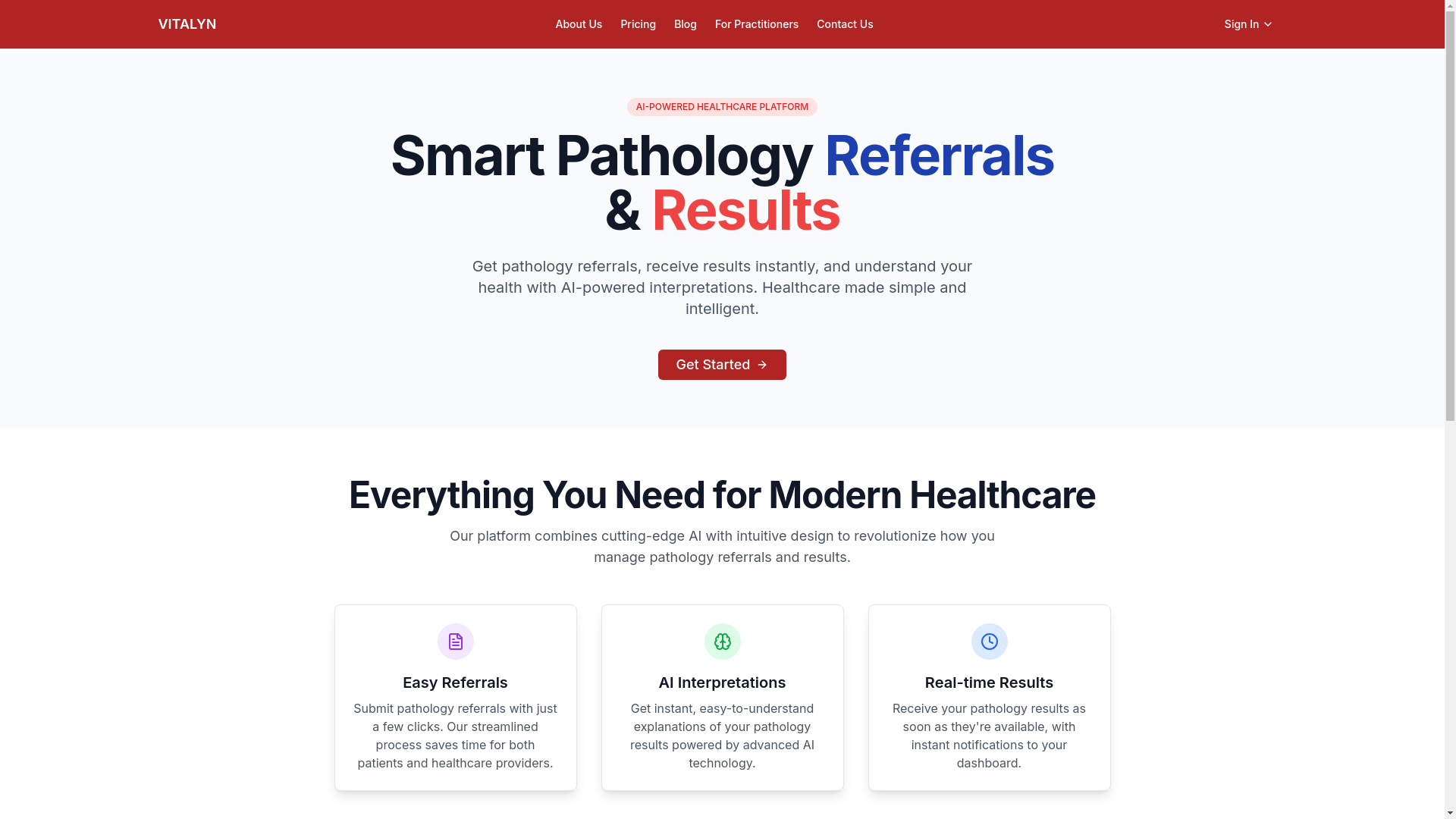website screenshot of https://vitalyn.com.au/