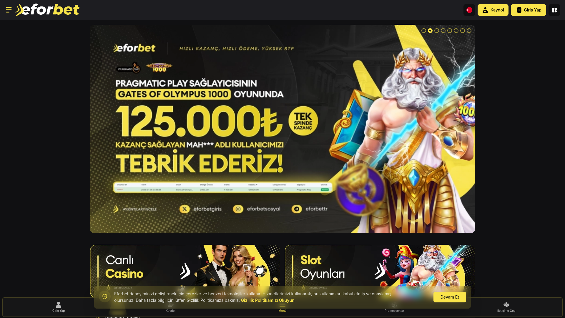 website screenshot of https://m.eforbet82.com/tr