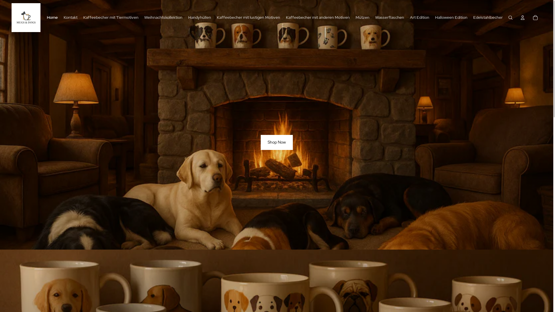 website screenshot of https://mugsanddogs.de/