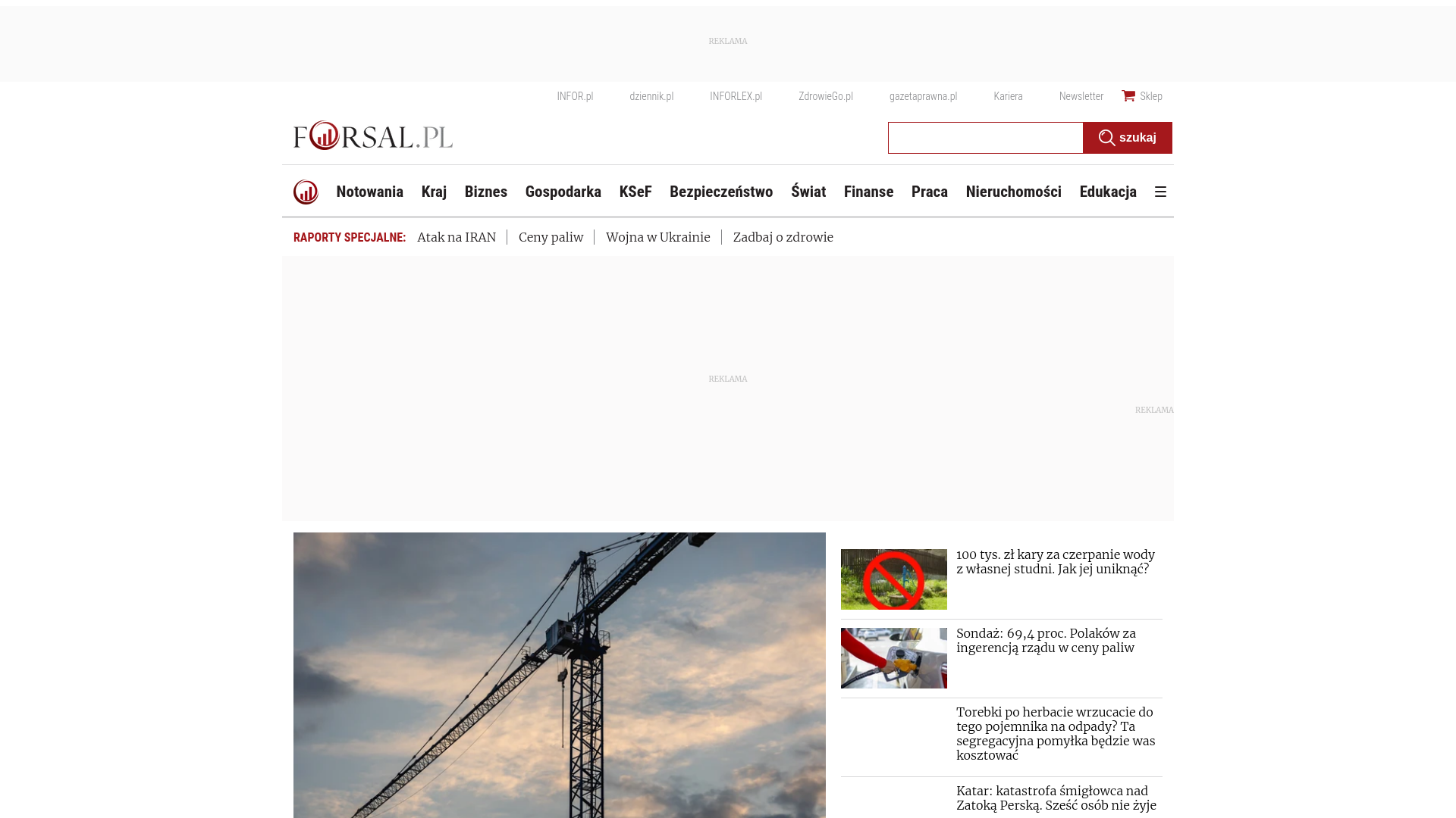 website screenshot of https://forsal.pl