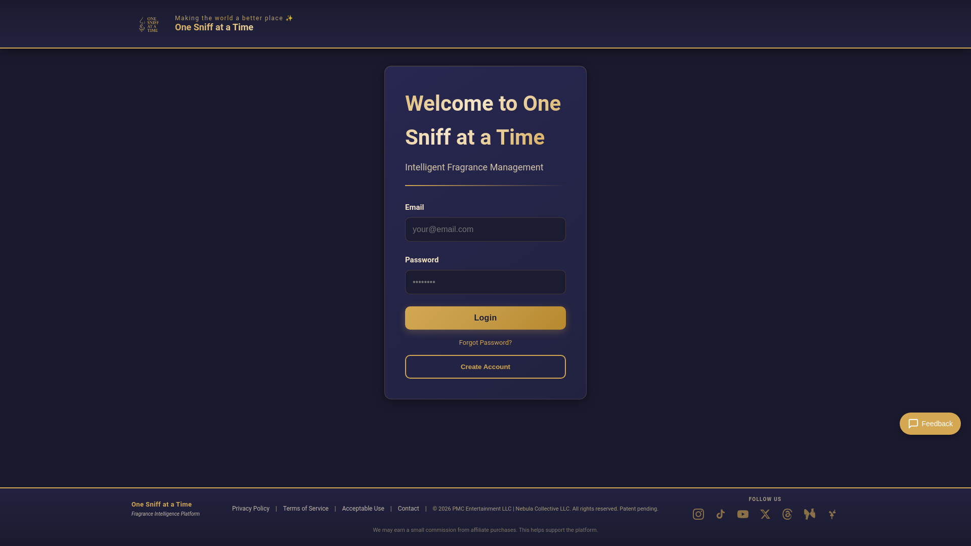 website screenshot of https://onesniffatatime.org