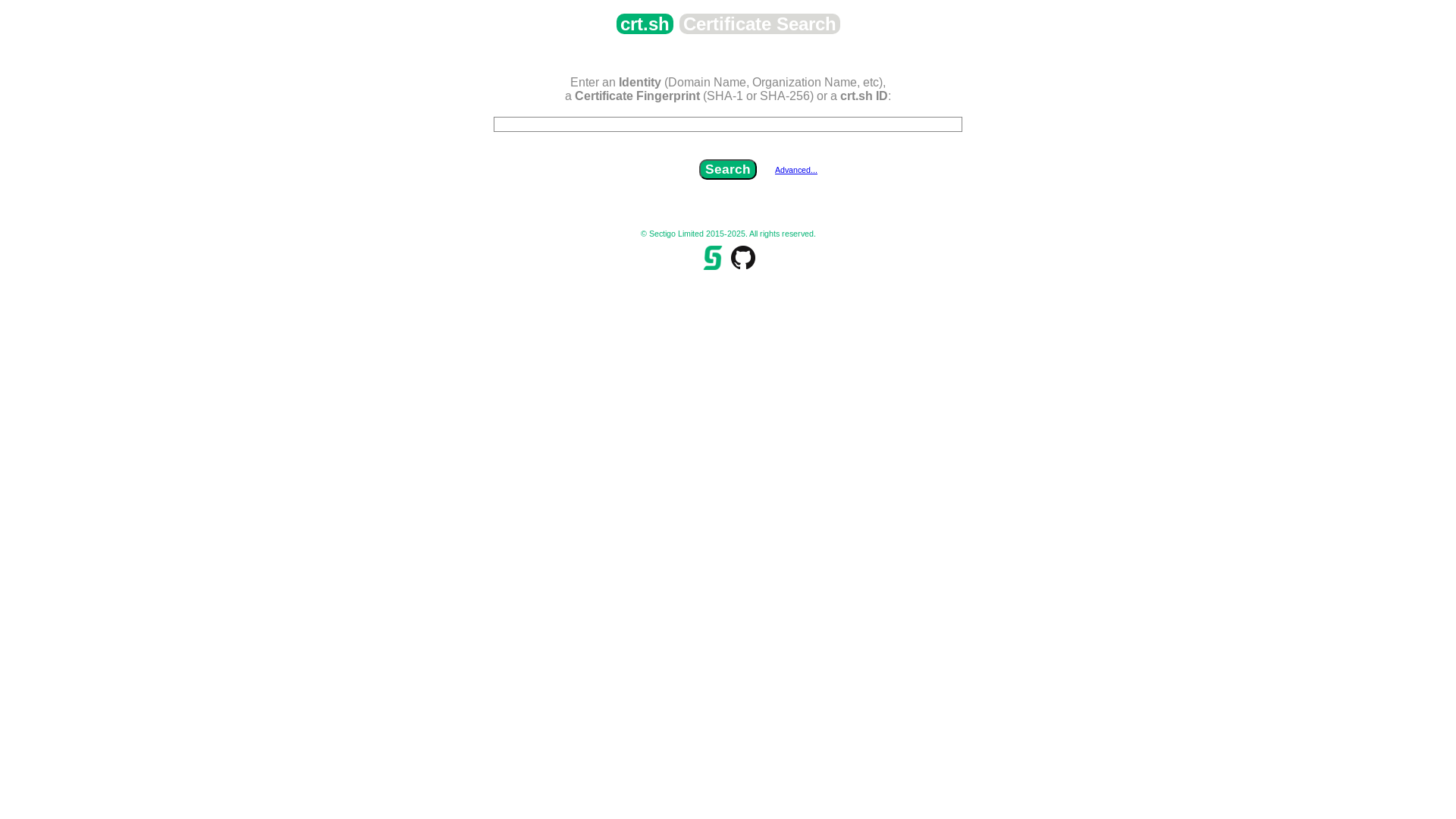 website screenshot of https://crt.sh/