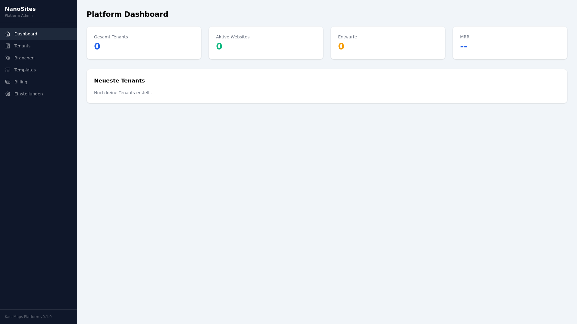 website screenshot of https://nanosites-platform.pages.dev/