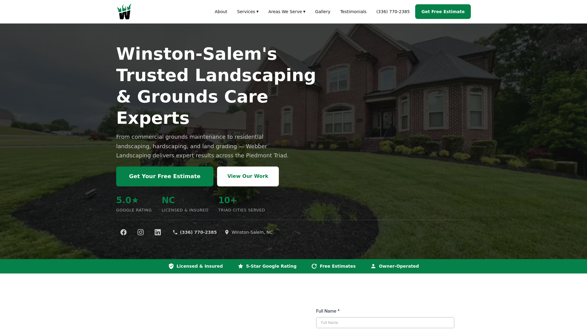 website screenshot of https://webber-landscaping.pages.dev/