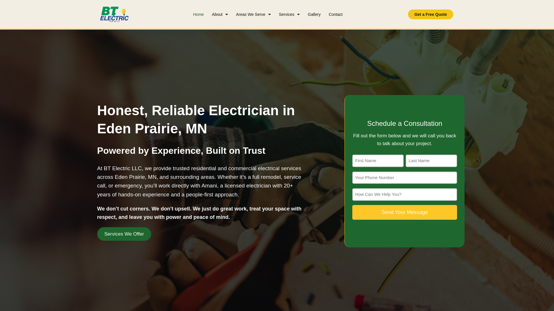 website screenshot of https://bt-electricllc-c8t.pages.dev/