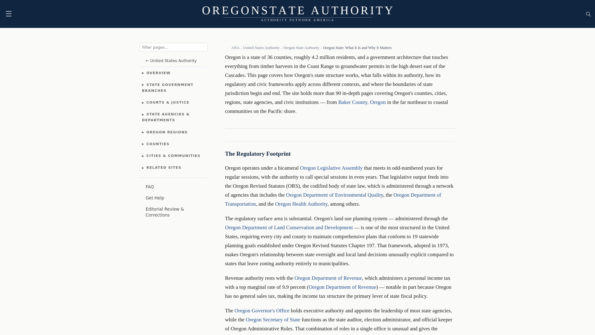 website screenshot of https://oregonstateauthority.com/