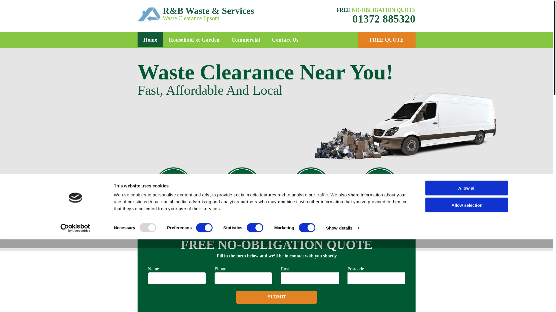 website screenshot of https://rbwasteclearanceepsom.co.uk/