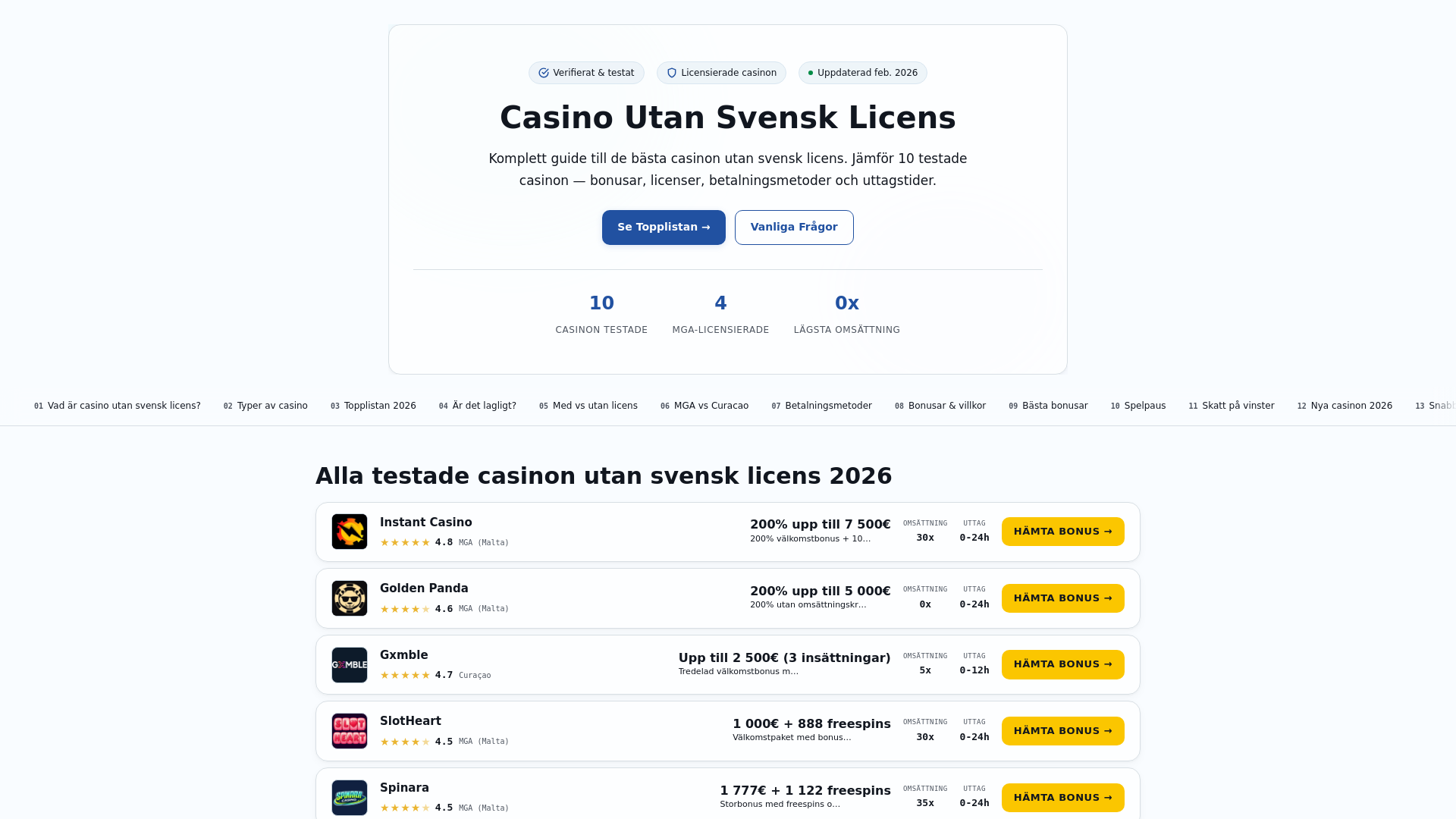 website screenshot of https://svensk-licens.pages.dev/