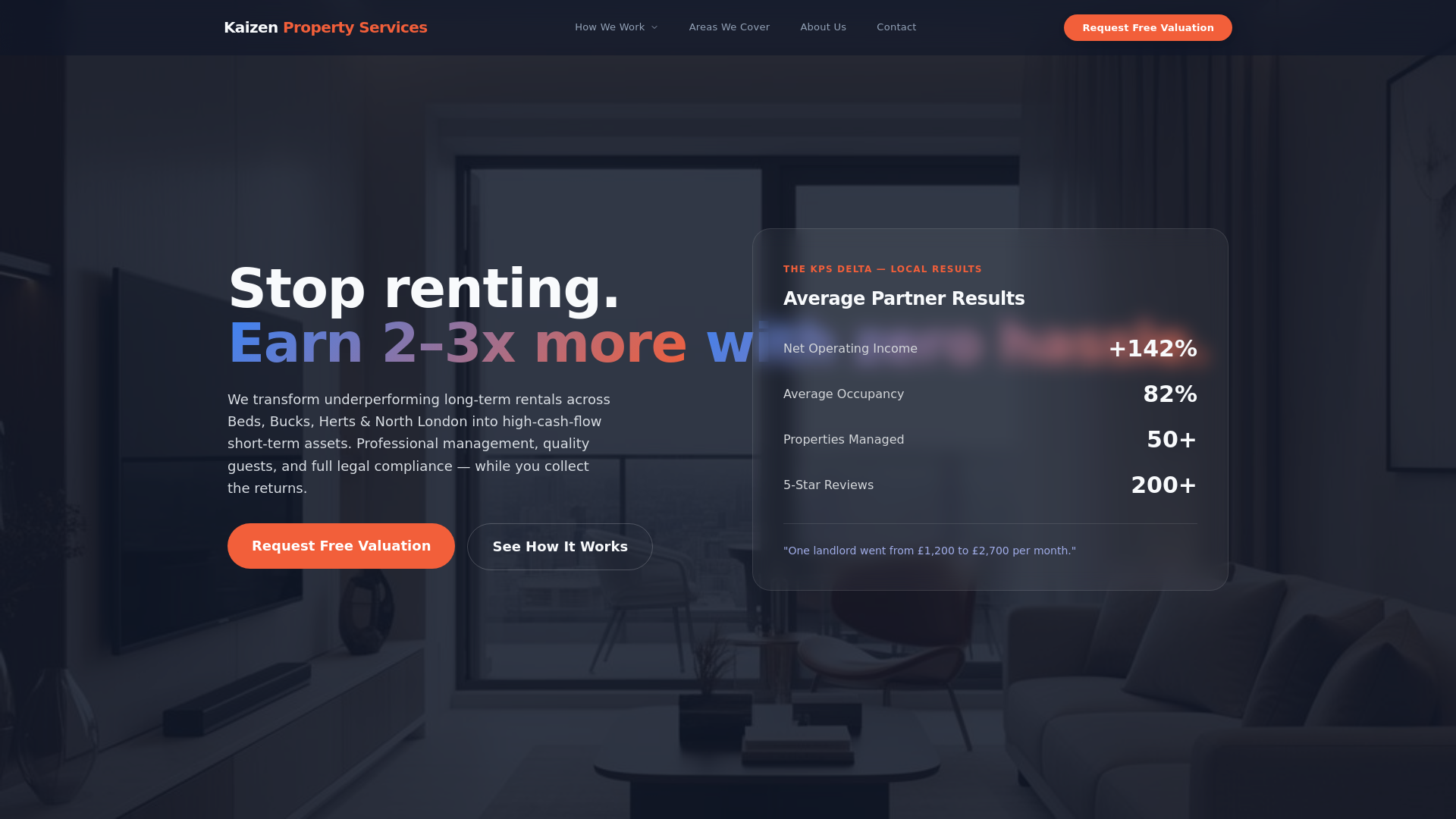 website screenshot of https://kaizenrent.co.uk/