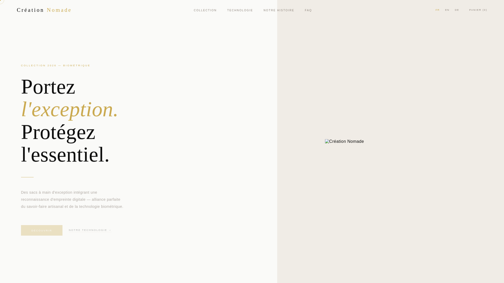 website screenshot of https://nomadecreation.com