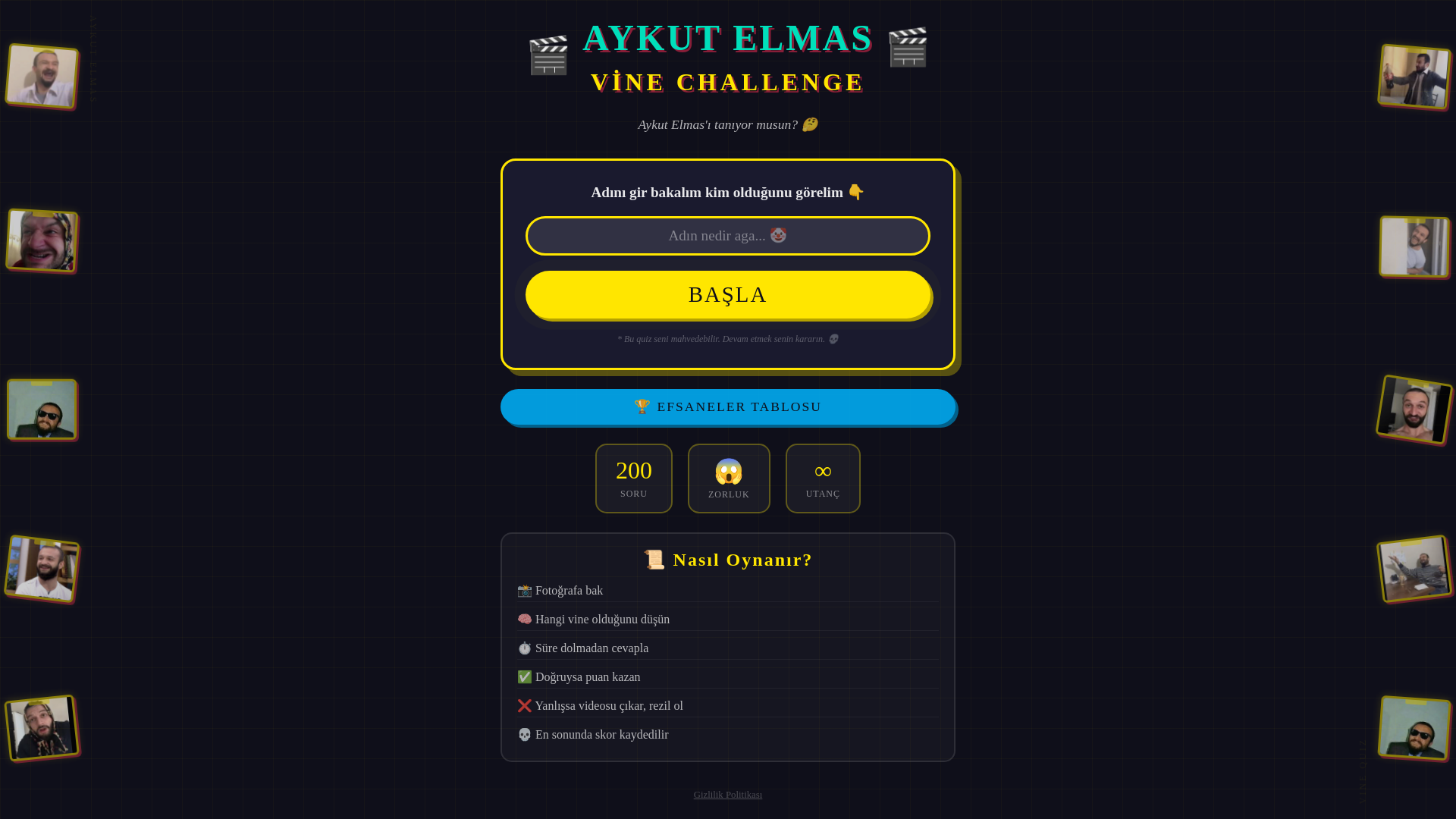 website screenshot of https://aykutelmasquiz.com/