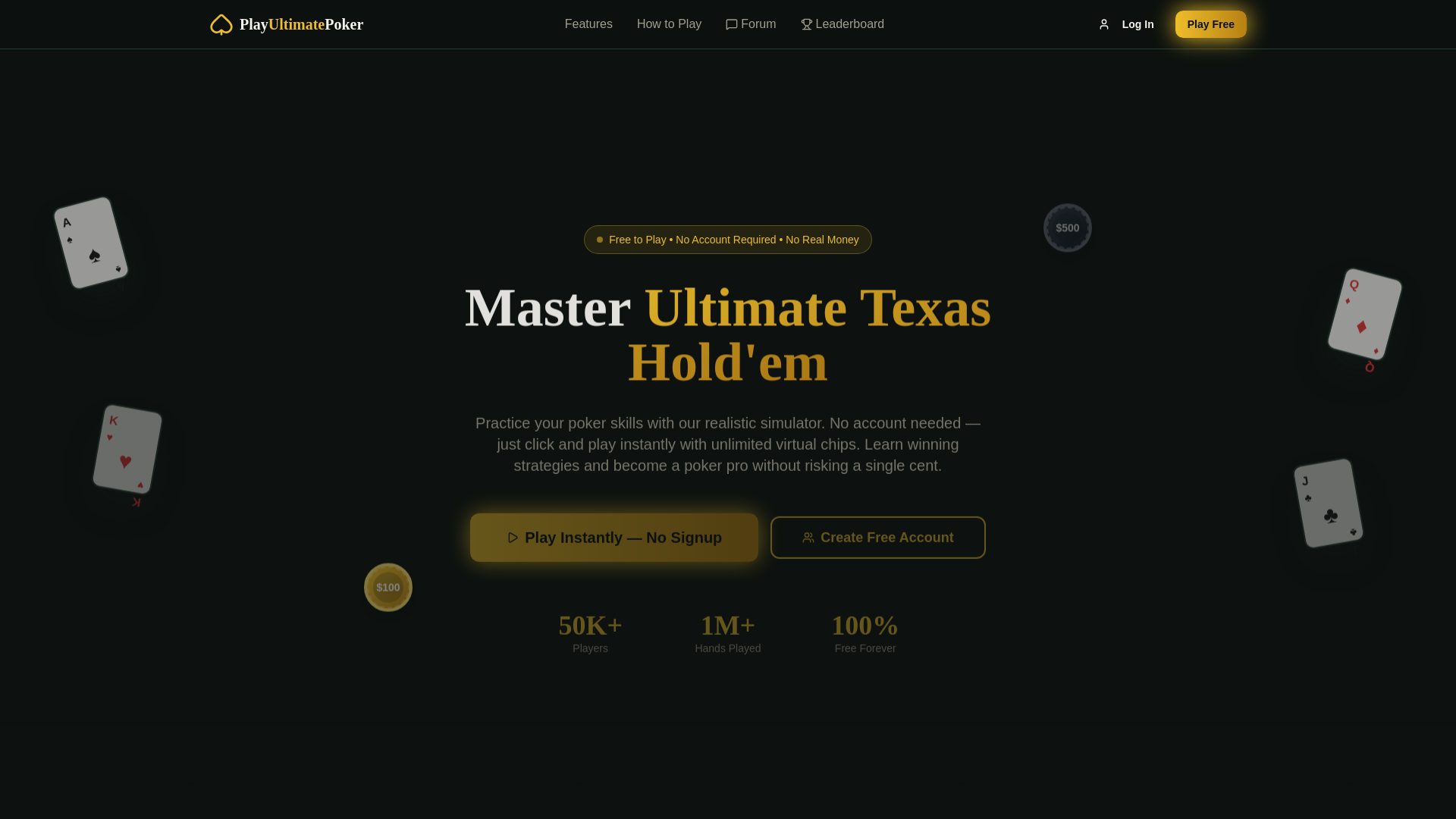 website screenshot of https://playultimatepoker.net