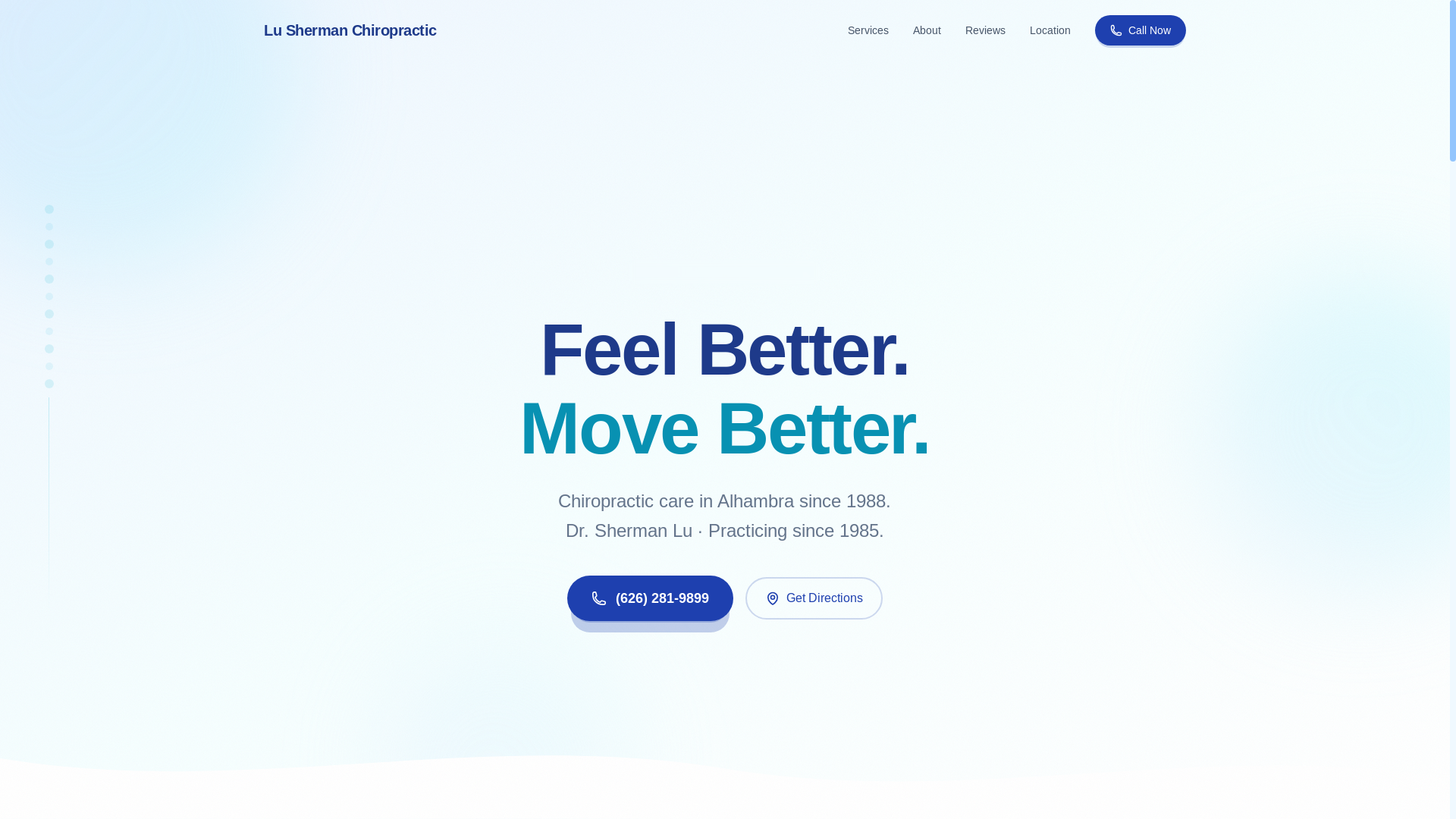 website screenshot of https://lu-sherman-chiropractic.pages.dev/