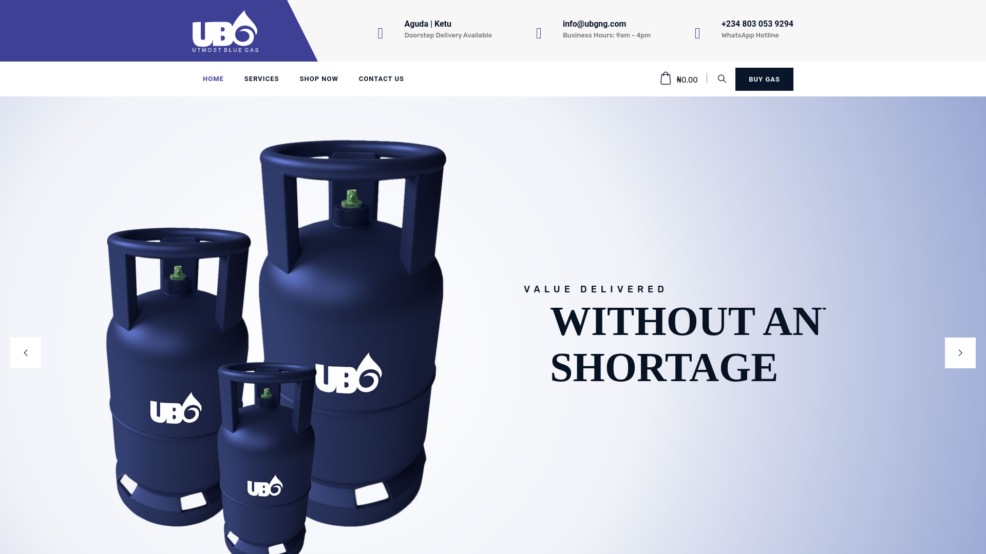 website screenshot of https://utmostbluegas.com/