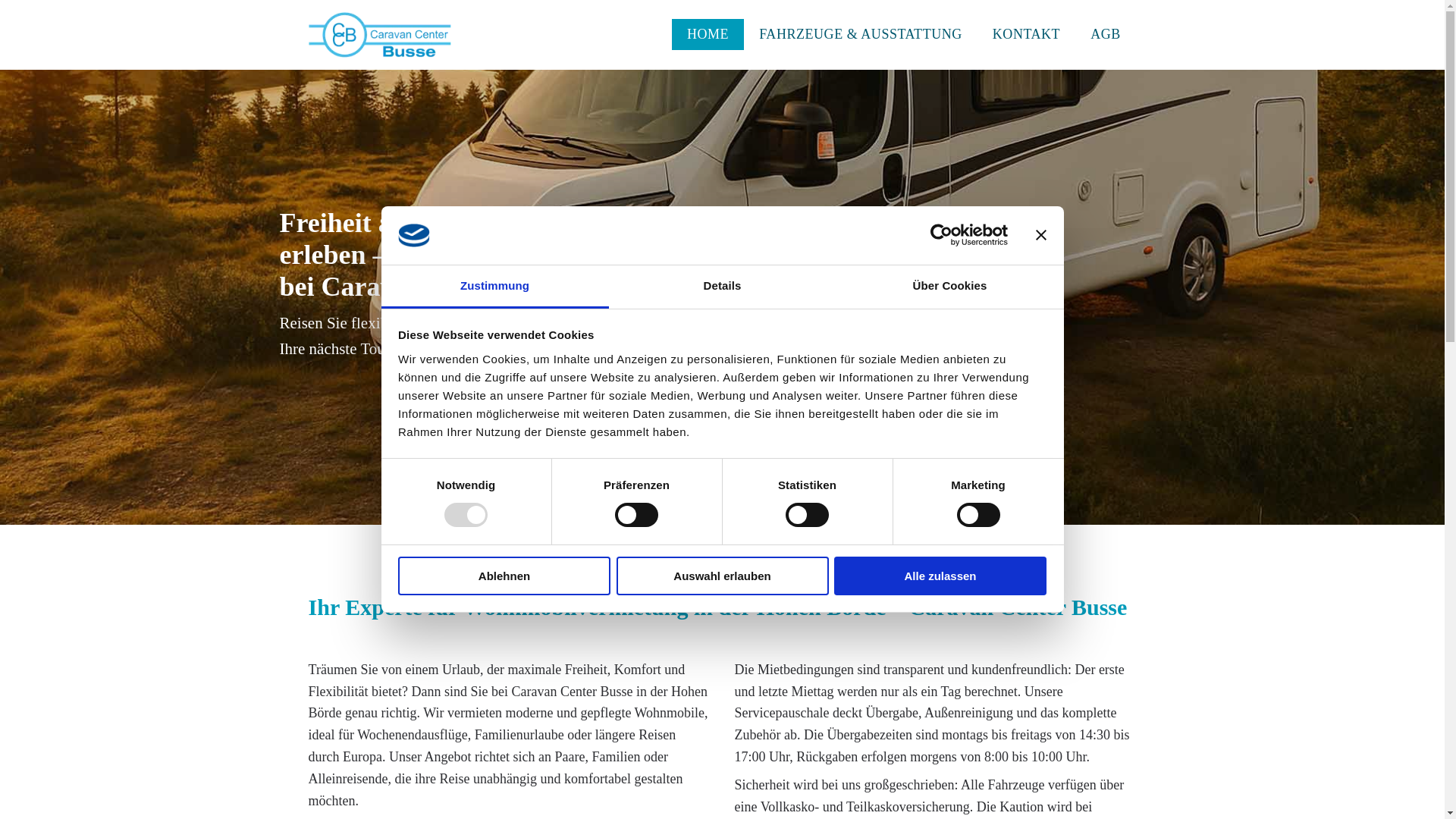 website screenshot of https://caravan-center-busse.de/