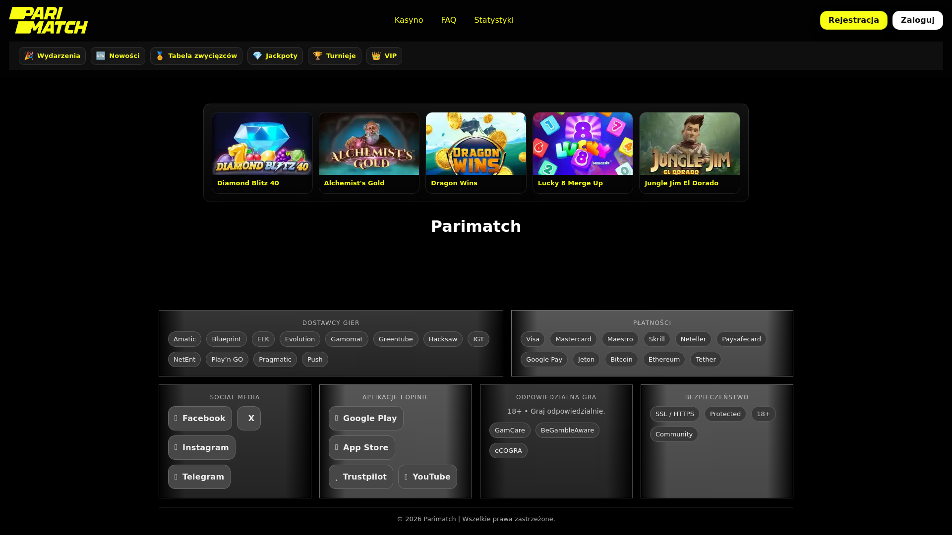 website screenshot of https://parimatchpl.online/