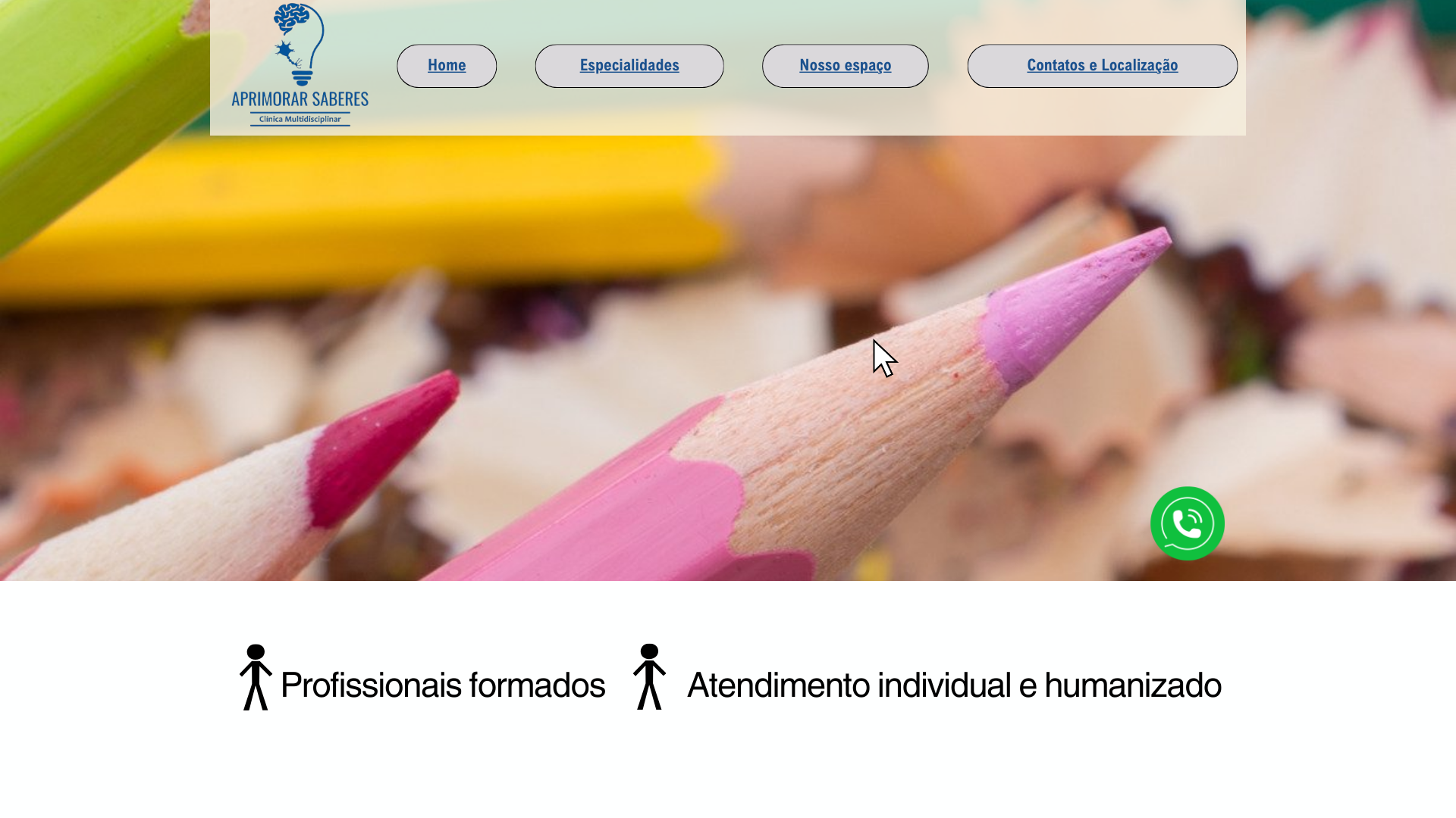 website screenshot of https://clinicaaprimorarsaberes.com.br