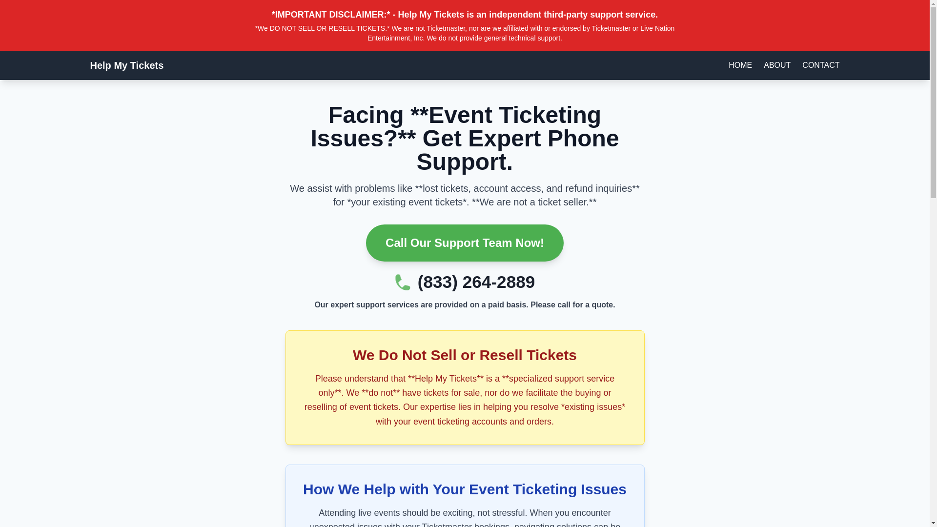 website screenshot of https://helpmytickets.live/