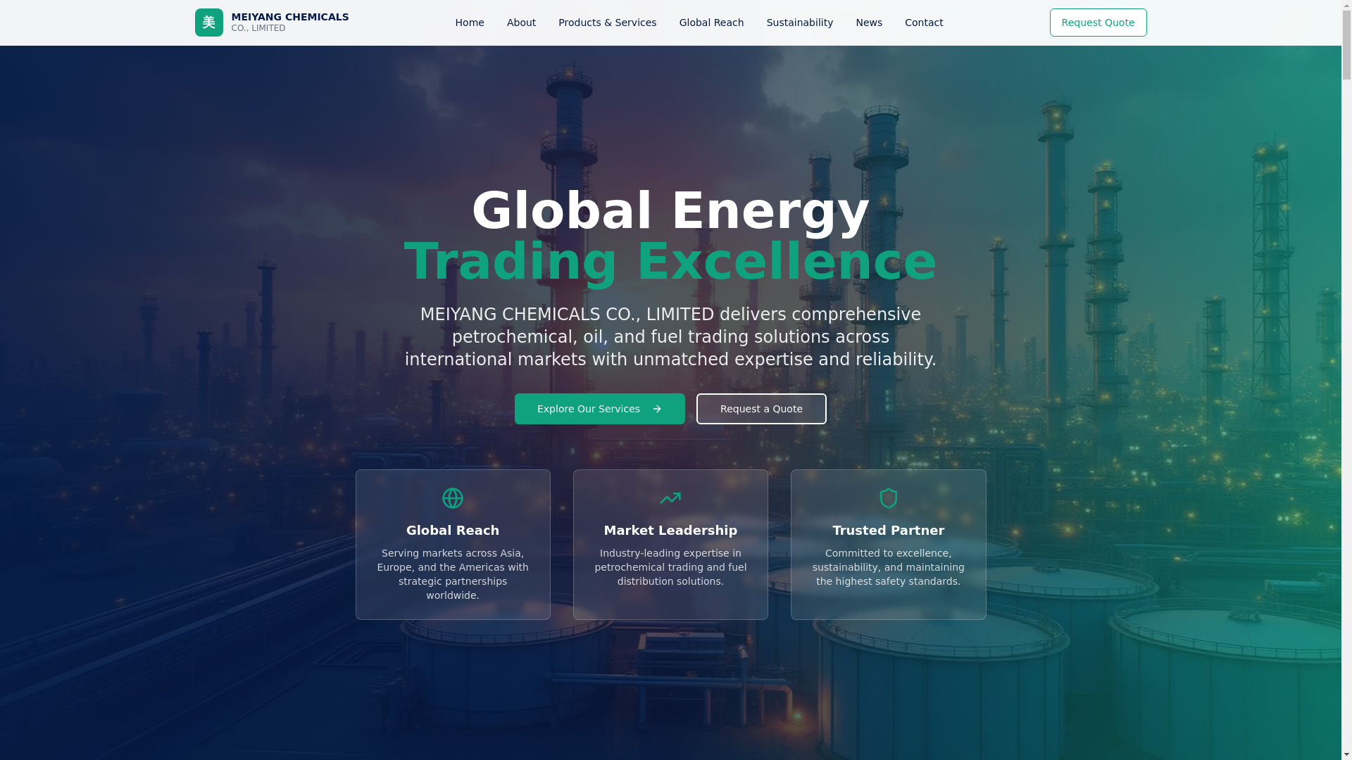 website screenshot of https://meiyangchemicals.com/