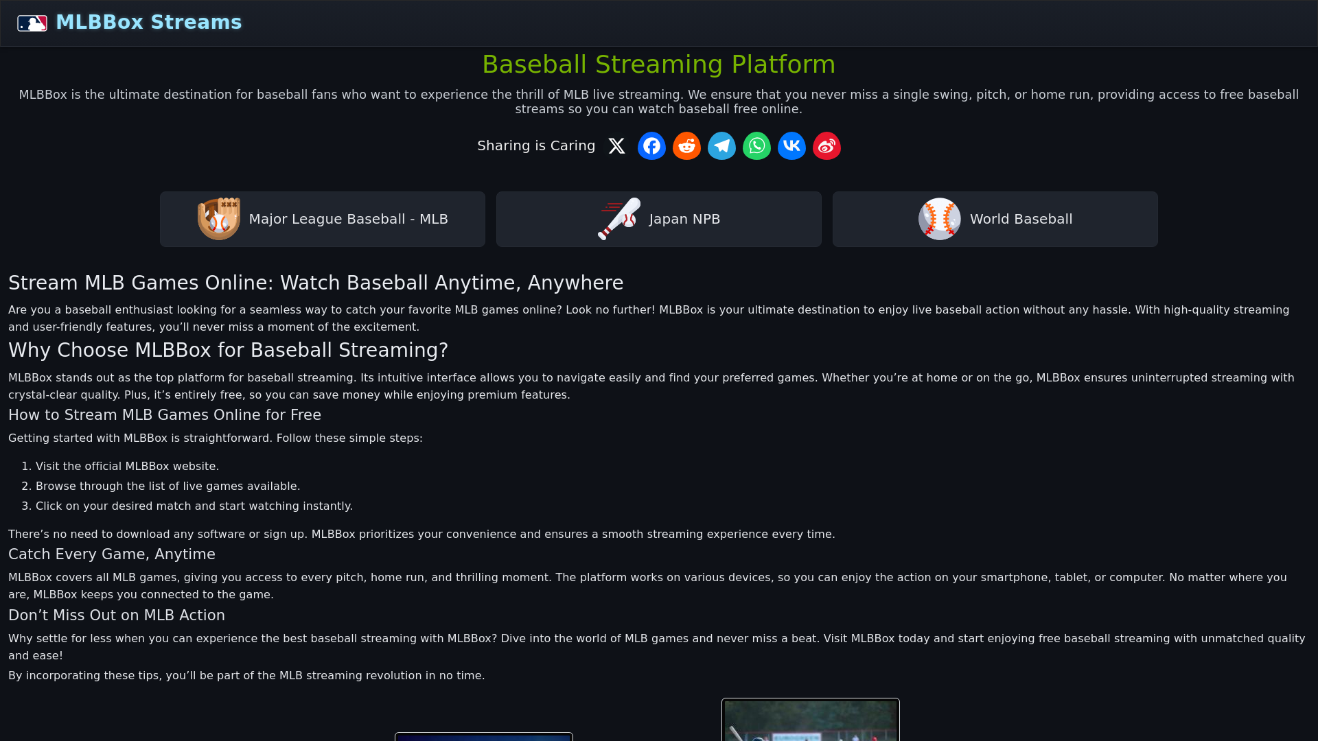 website screenshot of https://mlbbox.me/