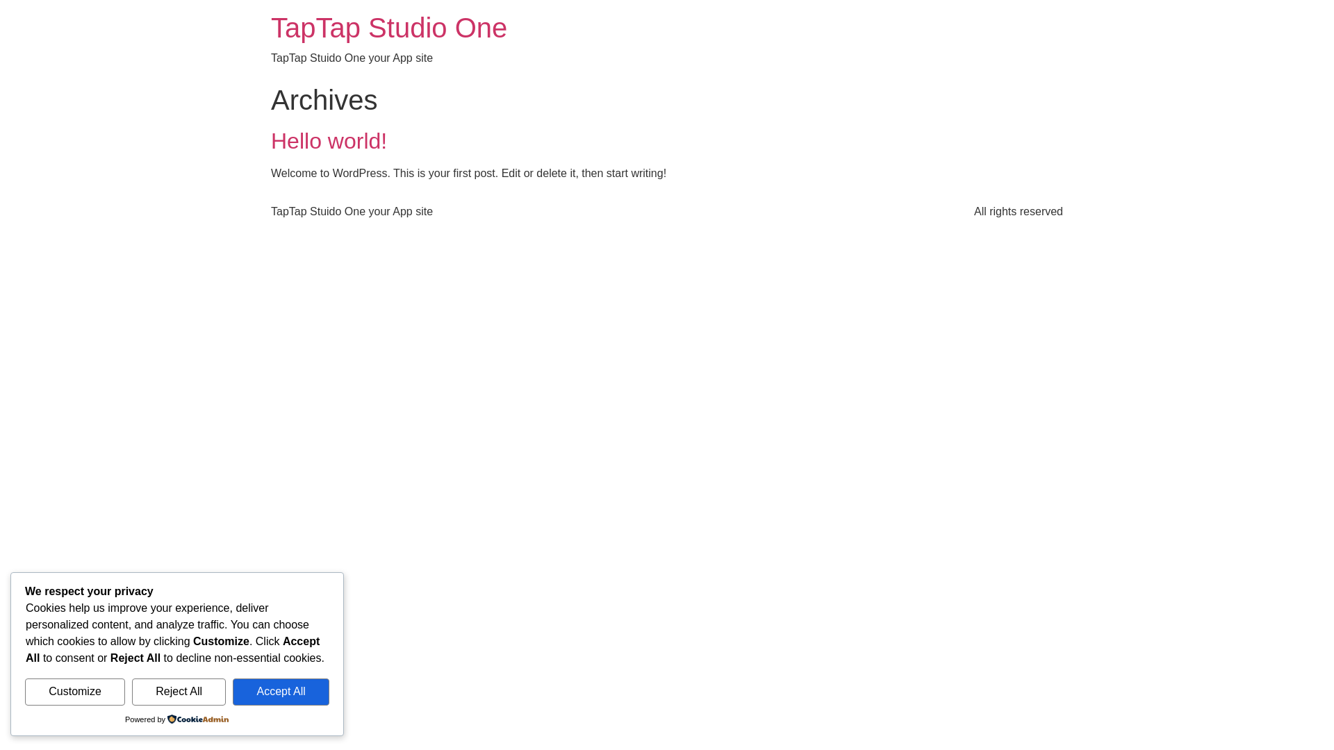 website screenshot of https://taptapstudiosone.com