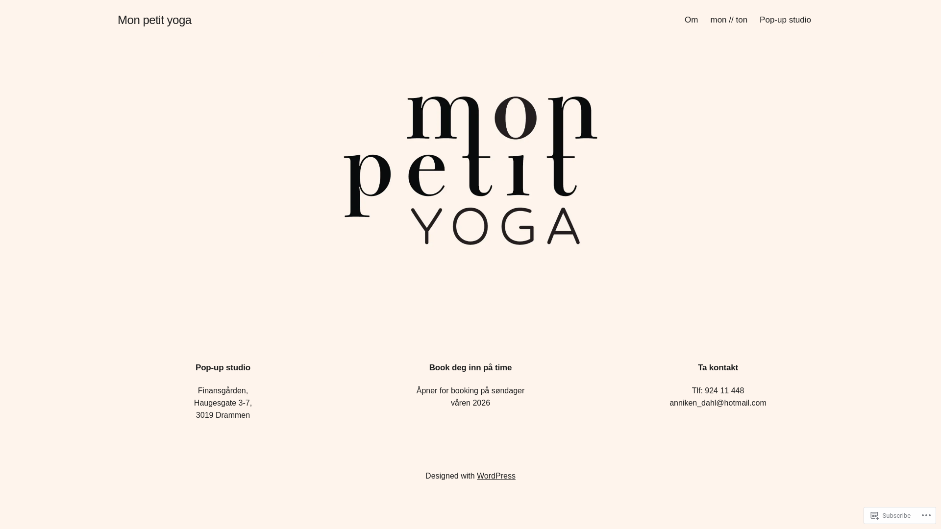website screenshot of https://monpetityoga.no