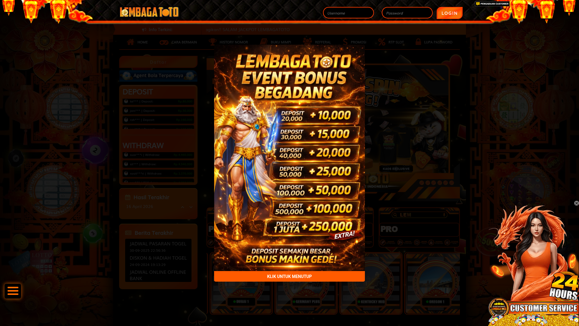 website screenshot of https://lembagatoto-77.click