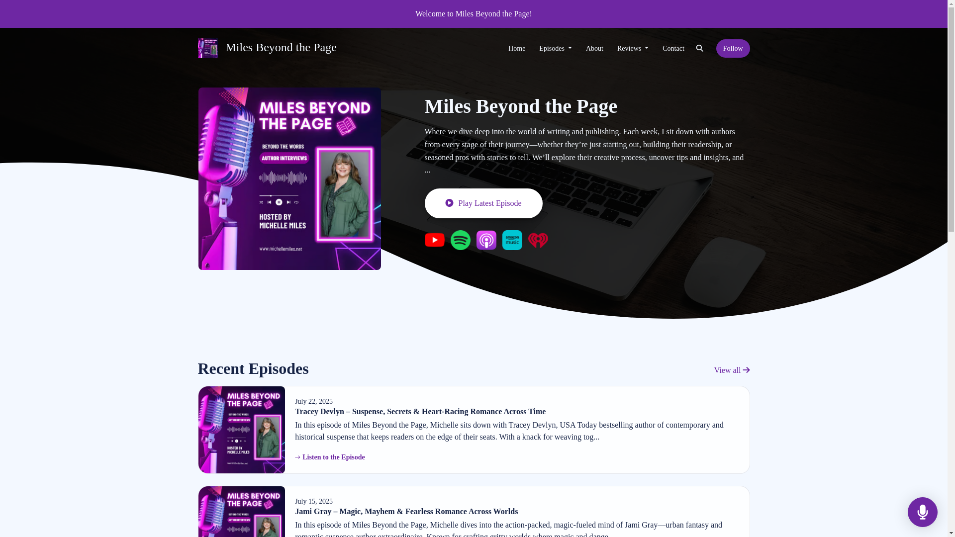 website screenshot of https://milesbeyondthepage.com/